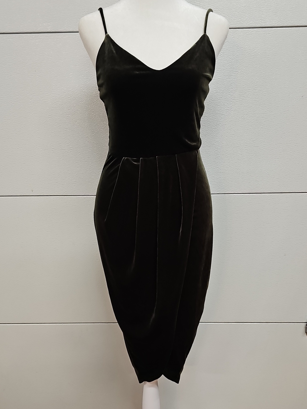 Charlotte Russe Olive Green Velvet Midi Slip Dress